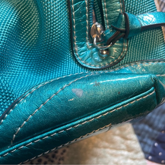 Vintage Y2K Kathy Van Zeeland Shoulder Bag Purse Turquoise Blue - Picture 3 of 9